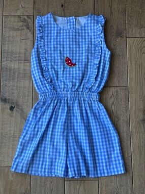 Little English Gingham Watermelon Romper size 8